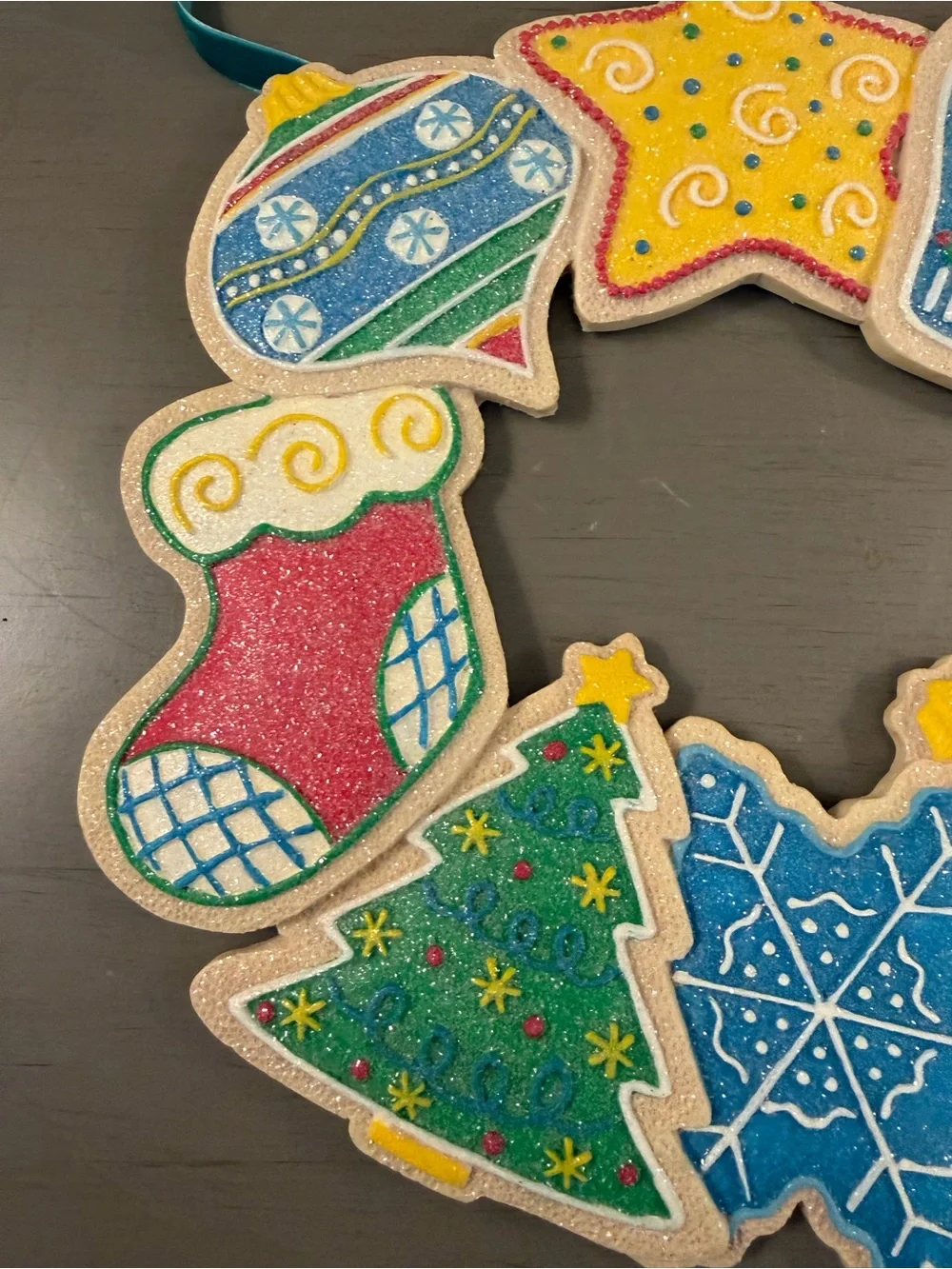 Glittering Christmas Sugar Cookie Decorative Resin 10” Wreath Holiday